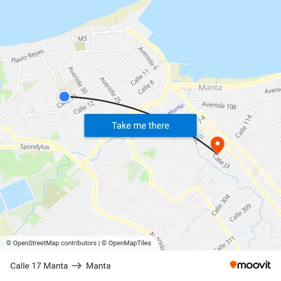 Calle 17 Manta to Manta map