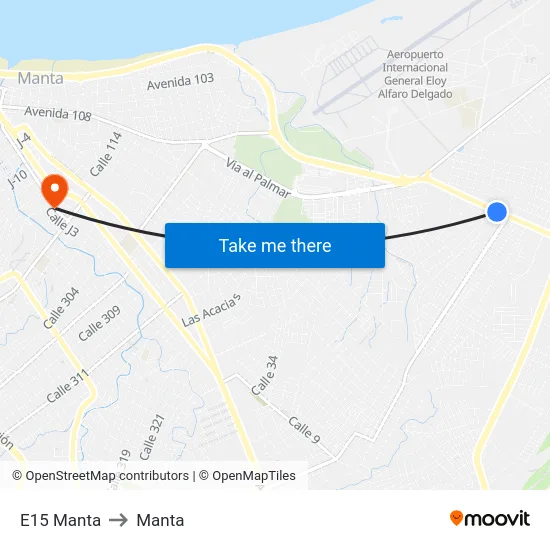 E15 Manta to Manta map