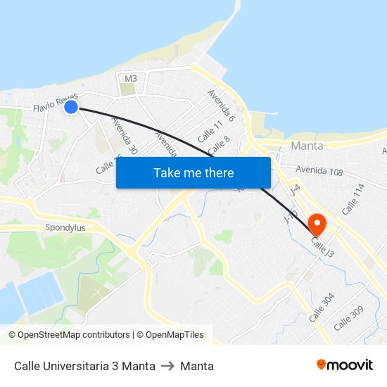 Calle Universitaria 3 Manta to Manta map
