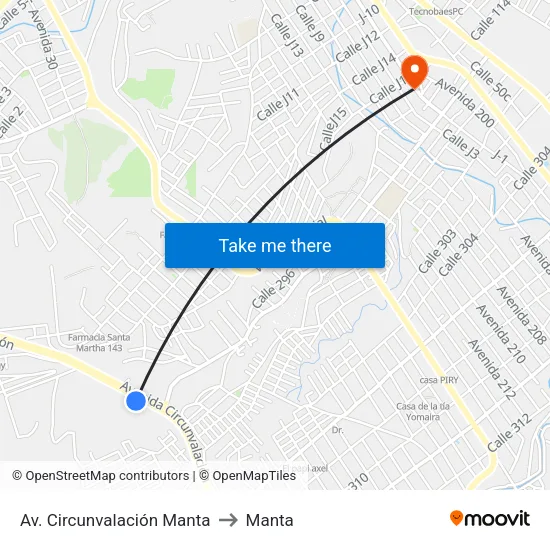 Av. Circunvalación Manta to Manta map