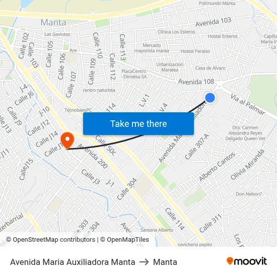 Avenida Maria Auxiliadora Manta to Manta map