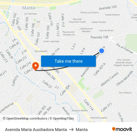 Avenida Maria Auxiliadora Manta to Manta map