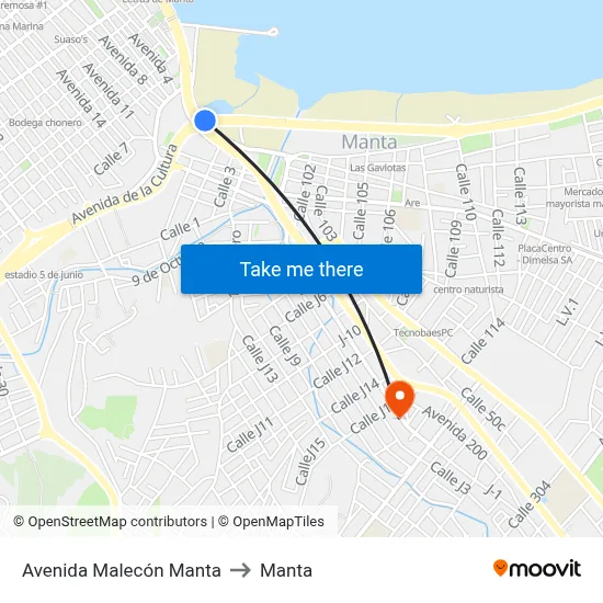 Avenida Malecón Manta to Manta map