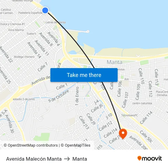 Avenida Malecón Manta to Manta map