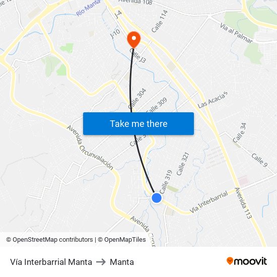 Vía Interbarrial Manta to Manta map