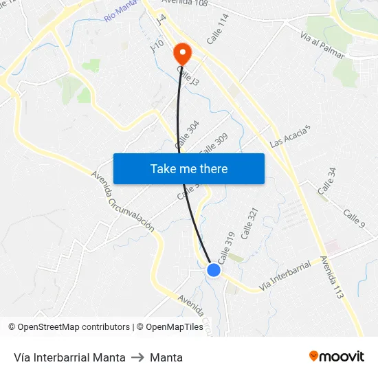 Vía Interbarrial Manta to Manta map