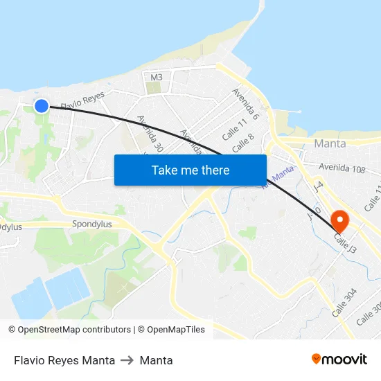 Flavio Reyes Manta to Manta map