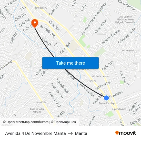 Avenida 4 De Noviembre Manta to Manta map
