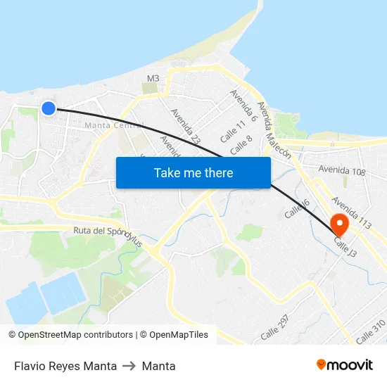 Flavio Reyes Manta to Manta map