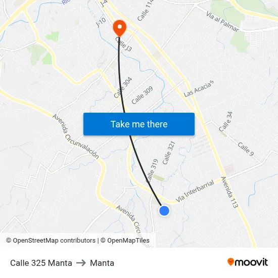 Calle 325 Manta to Manta map