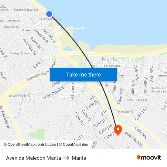 Avenida Malecón Manta to Manta map