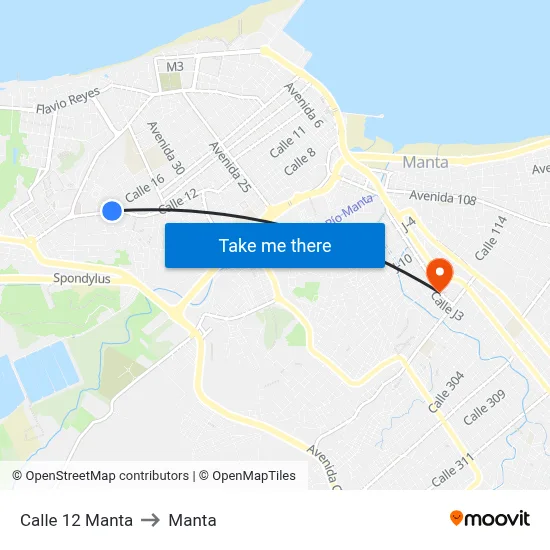 Calle 12 Manta to Manta map