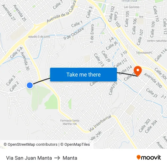Via San Juan Manta to Manta map