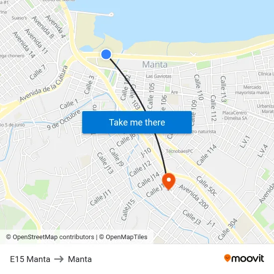 E15 Manta to Manta map