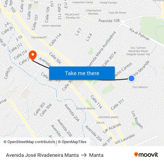 Avenida José Rivadeneira Manta to Manta map