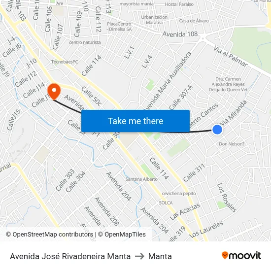 Avenida José Rivadeneira Manta to Manta map