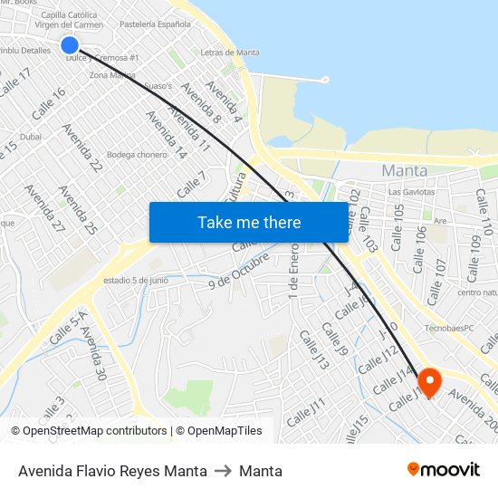 Avenida Flavio Reyes Manta to Manta map