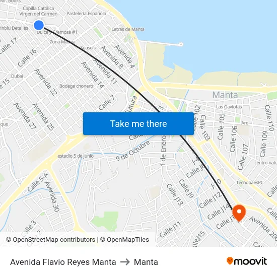 Avenida Flavio Reyes Manta to Manta map