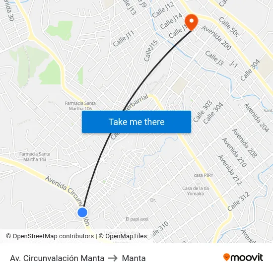 Av. Circunvalación Manta to Manta map