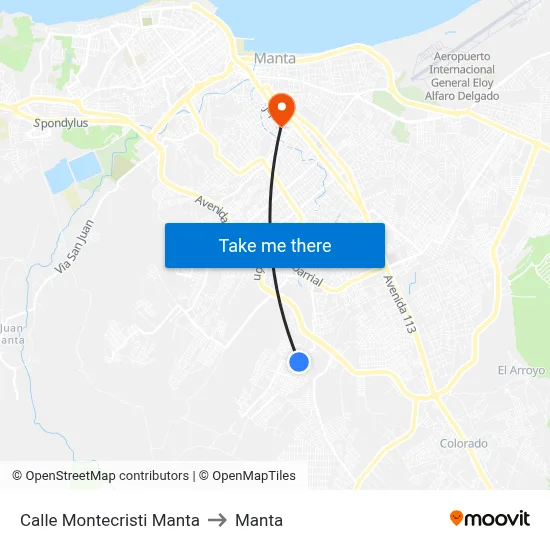 Calle Montecristi Manta to Manta map