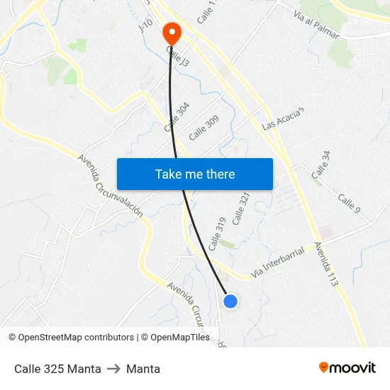 Calle 325 Manta to Manta map