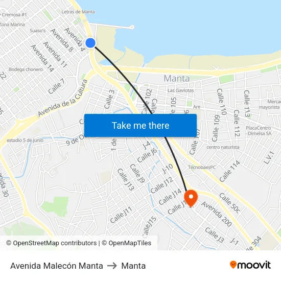 Avenida Malecón Manta to Manta map