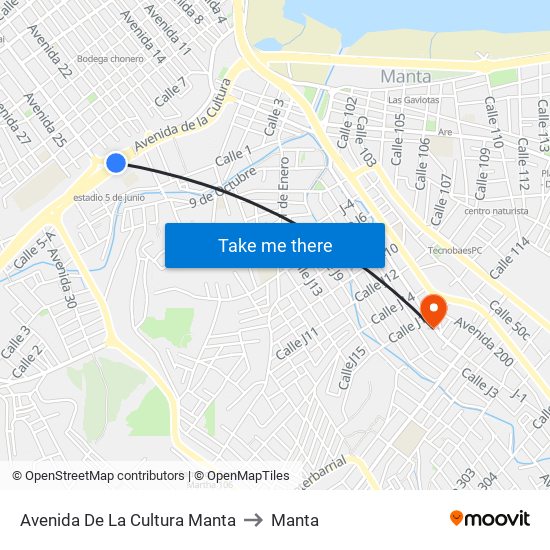 Avenida De La Cultura Manta to Manta map