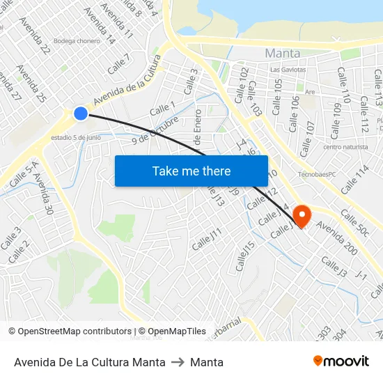 Avenida De La Cultura Manta to Manta map