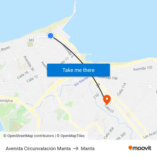 Avenida Circunvalación Manta to Manta map