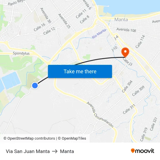 Via San Juan Manta to Manta map