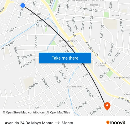 Avenida 24 De Mayo Manta to Manta map