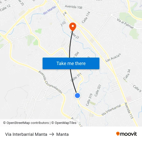 Vía Interbarrial Manta to Manta map