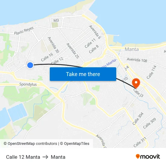 Calle 12 Manta to Manta map
