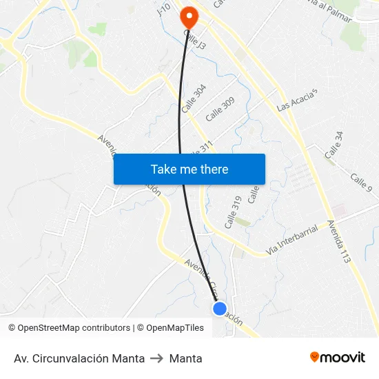 Av. Circunvalación Manta to Manta map