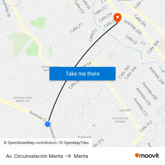 Av. Circunvalación Manta to Manta map