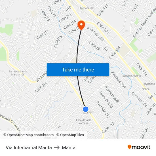 Via Interbarrial Manta to Manta map
