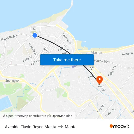Avenida Flavio Reyes Manta to Manta map