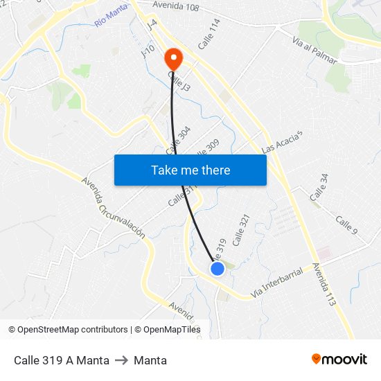 Calle 319 A Manta to Manta map