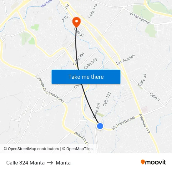 Calle 324 Manta to Manta map