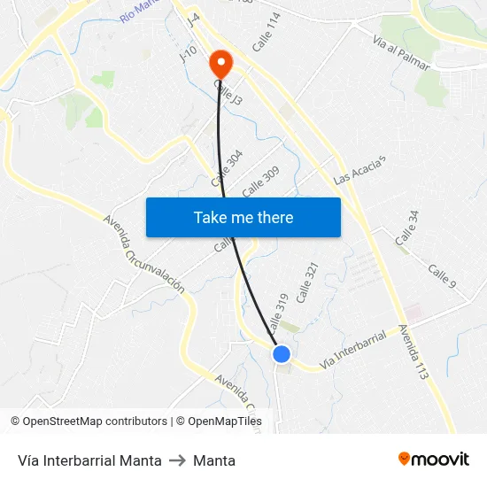 Vía Interbarrial Manta to Manta map