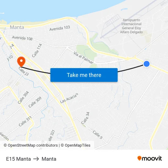 E15 Manta to Manta map