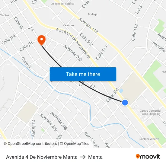 Avenida 4 De Noviembre Manta to Manta map