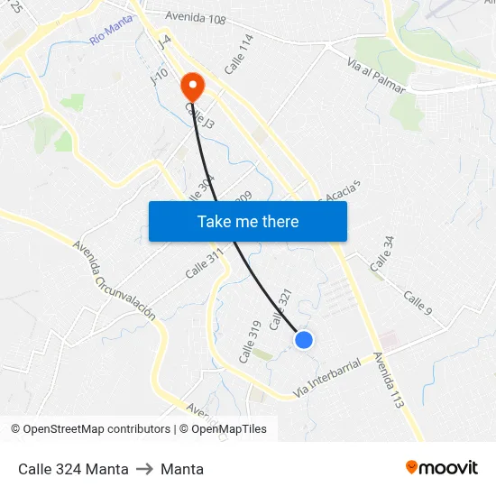 Calle 324 Manta to Manta map