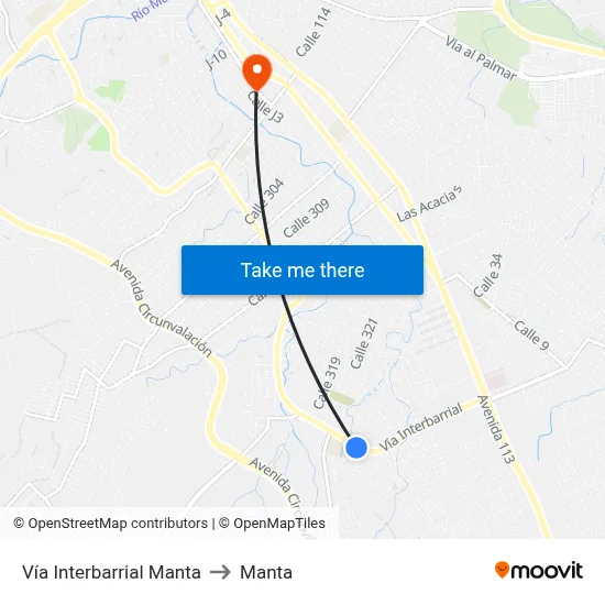 Vía Interbarrial Manta to Manta map