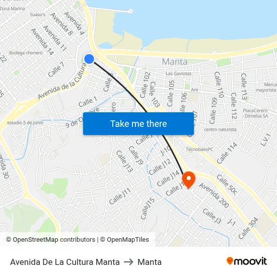 Avenida De La Cultura Manta to Manta map