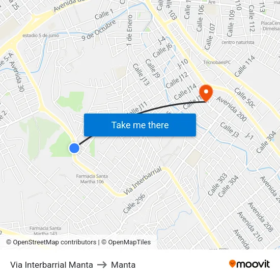 Via Interbarrial Manta to Manta map