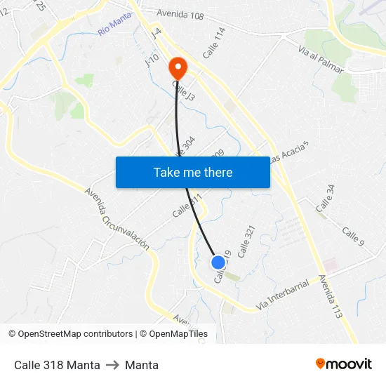 Calle 318 Manta to Manta map