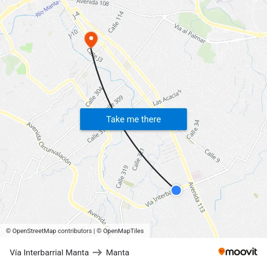 Vía Interbarrial Manta to Manta map