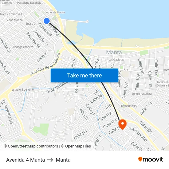 Avenida 4 Manta to Manta map