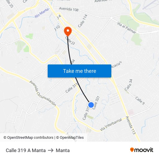 Calle 319 A Manta to Manta map